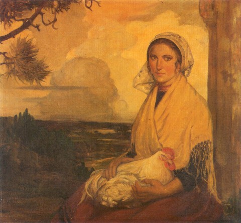 Mujer con gallina